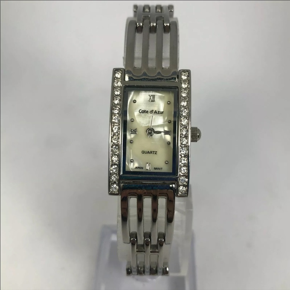 Cote D'Azur Womens Crystal Accent Roman Numeric Bangle Quartz Analog Watch 7”